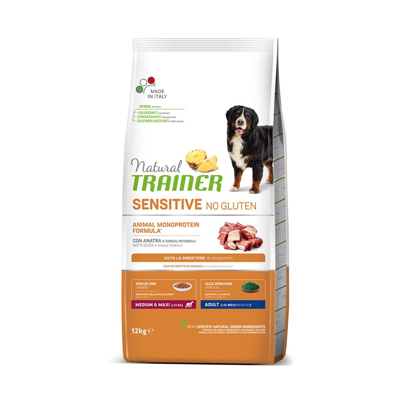 Trainer Sensitive NoGluten Adult Medium&Maxi Anatra e cereali 12Kg